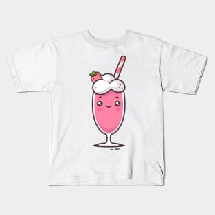 Strawberry Milkshake Kawaii Kids T-Shirt